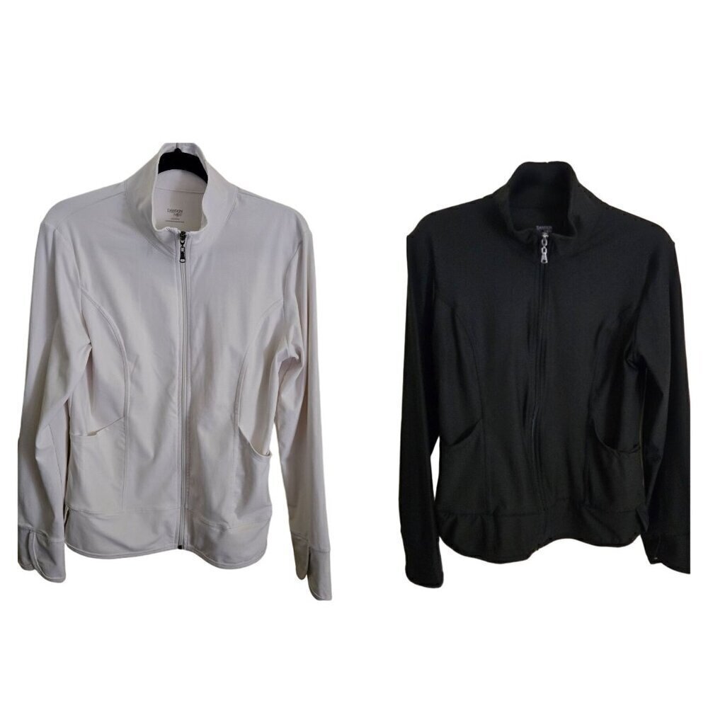 Danskin Now Lot Of 2 Black White Full Zip Mock Neck Track Jacket Size L
